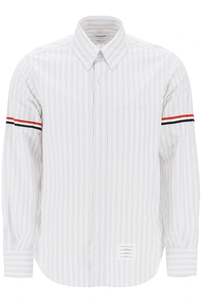 Thom Browne Striped Oxford Shirt In Neutral