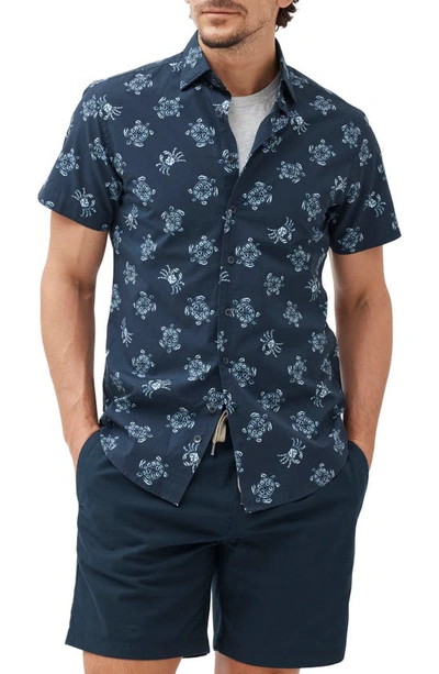 Rodd & Gunn Ocean Bay Sports Fit Short Sleeve Button-up Shirt In Midnight