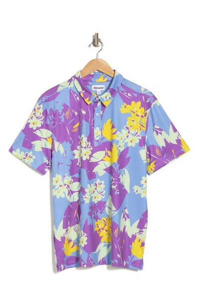 Abound Printed Polo In Blue Hydrangea Tropical