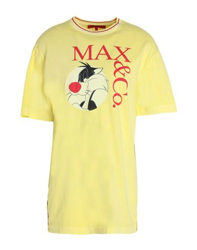 Max & Co . Izzy Woman T-shirt Yellow Size Xl Cotton