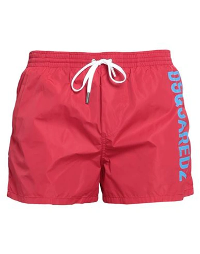 Dsquared2 Man Swim Trunks Red Size 38 Polyamide In Red