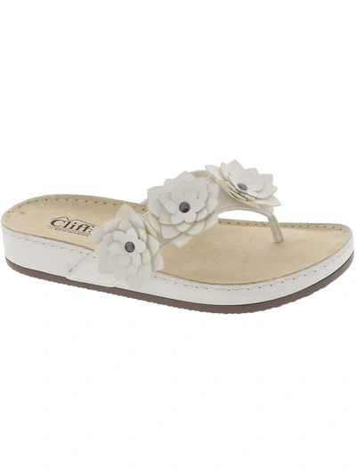 Cliffs By White Mountain Hot Spot Womens Faux Leather Floral Slide Sandals In White