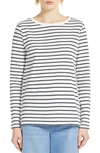 Max Mara Erasmo Stripe Cotton Jersey T-shirt In White/ Navy