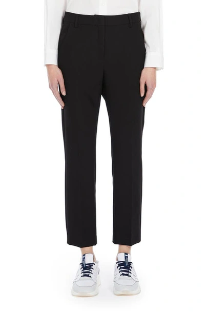 Max Mara Rana Stretch Canvas Straight Leg Pants In Black