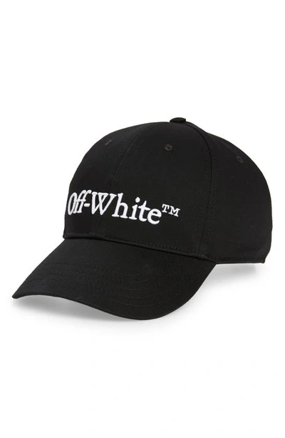 Off-white Embroidered Logo Cotton Drill Adjustable Baseball Cap In Black White