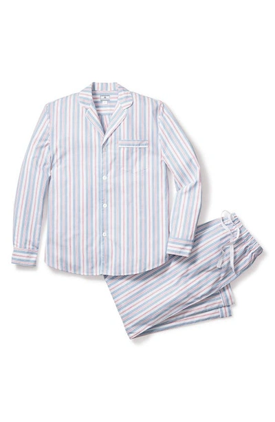 Petite Plume Stripe Cotton Pajamas In Blue