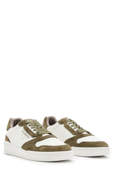 Allsaints Regan Low Top Sneaker In White/ Khaki