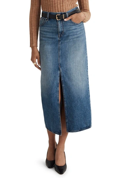 Madewell Mid Rise Denim Maxi Skirt In Pratt Wash