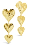 Sterling Forever Beating Heart Linear Drop Earrings In Gold