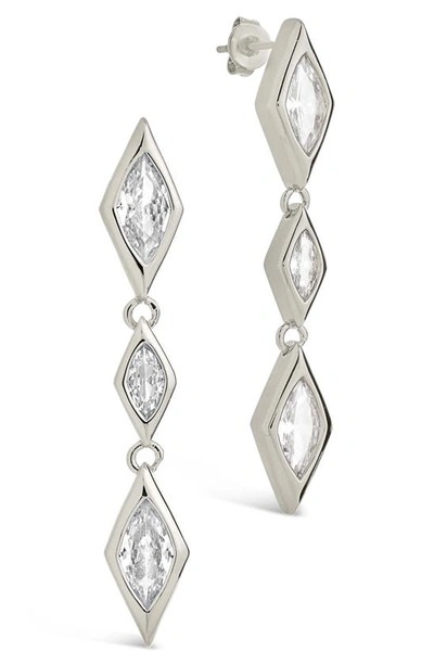 Sterling Forever Lissie Cubic Zirconia Linear Drop Earrings In Silver