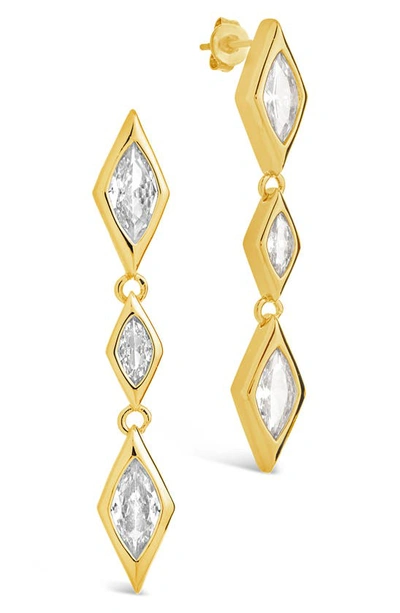 Sterling Forever Lissie Cubic Zirconia Linear Drop Earrings In Gold