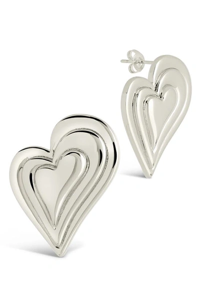 Sterling Forever Beating Heart Post Earrings In Silver