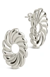 Sterling Forever Moulinet Flower Stud Earrings In Silver