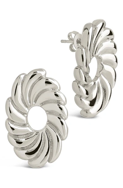Sterling Forever Moulinet Flower Stud Earrings In Silver