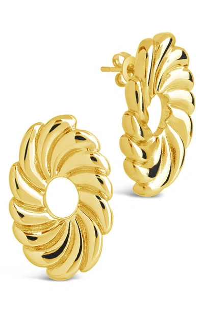 Sterling Forever Moulinet Flower Stud Earrings In Gold