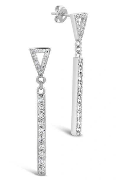 Sterling Forever Kiki Cubic Zirconia Linear Drop Earrings In Silver