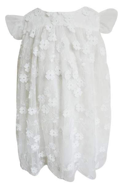 Popatu Babies' 3d Floral Embroidered Party Dress In White