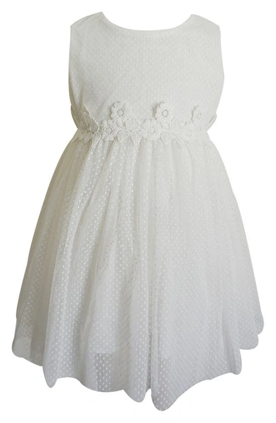 Popatu Babies' Dot Floral Lace Tulle Overlay Party Dress In White