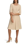 Donna Karan Seamed Fit & Flare Dress In Parchment