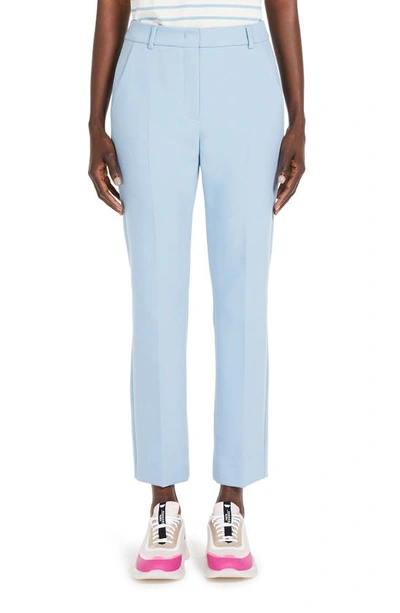 Max Mara Rana Stretch Canvas Straight Leg Pants In Light Blue