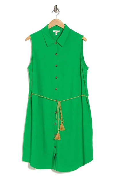 Como Vintage Airflow Sleeveless Shirtdress In Kelly Green