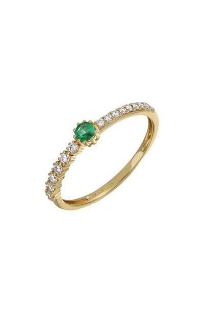 Bony Levy 18k Gold El Mar Diamond & Emerald Stackable Ring In 18k Yellow Gold