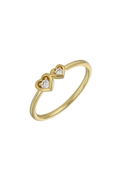 Bony Levy 14k Yellow Gold Diamond Double Heart Stackable Ring In 18k Yellow Gold