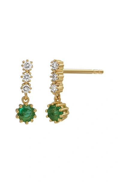 Bony Levy 18k Gold Diamond & Emerald Dangle Drop Earrings
