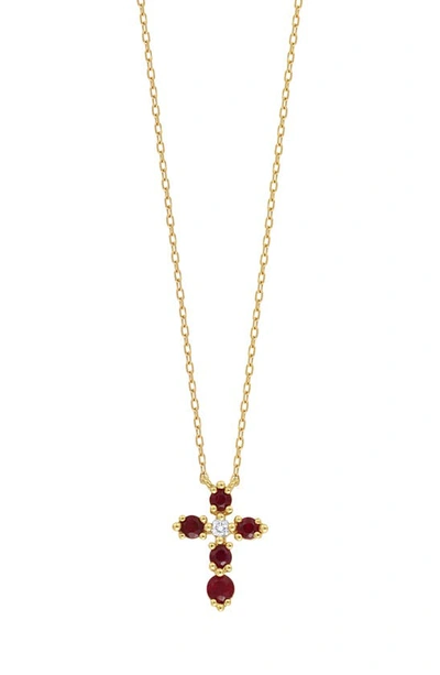 Bony Levy 18k Gold El Mar Diamond & Ruby Cross Pendant Necklace In 18k Yellow Gold