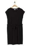 Vince Tie Waist Cotton Dress In Black
