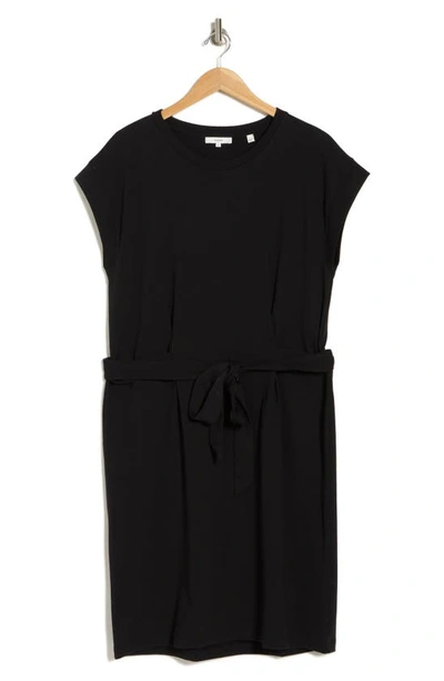 Vince Tie Waist Cotton Dress In Black