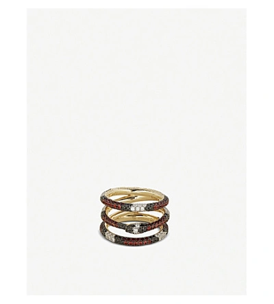 Gucci Ouroboros 18ct Yellow-gold, Red Topaz And Diamond Ring In Yellow Gold