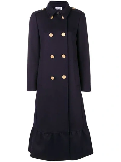Red Valentino Double-breasted Flared Coat In Blue