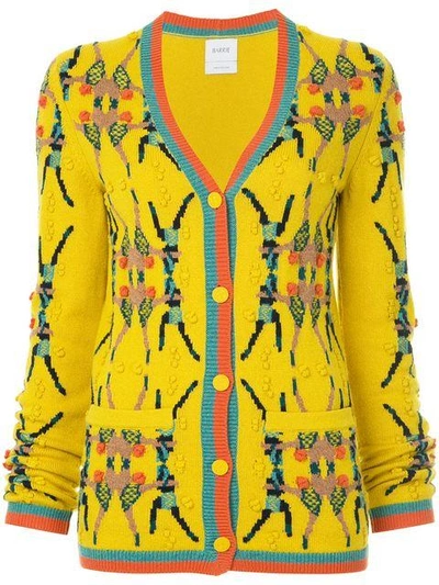 Barrie Chessboxing Cashmere Cardigan In Yellow