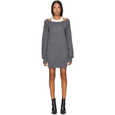 Alexander Wang T T By Alexander Wang Bi Layer Knit Dress In Grey In 010