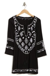 Boho Me Embroidered Sequin Cover-up Tunic In Black