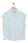 Vince Stand Collar Silk Blend Shirt In Topaz