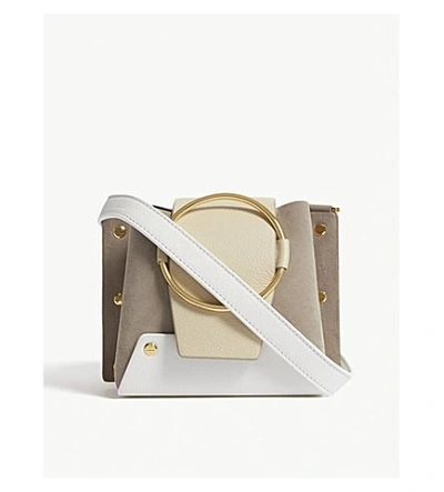 Yuzefi Beige Buckle Style Mini Delila Leather Shoulder Bag In Bianco/earth