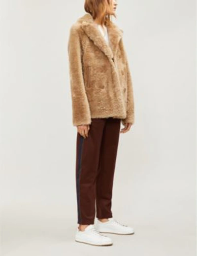 Joseph New Hector Teddy Reversible Shearling Jacket In Camel
