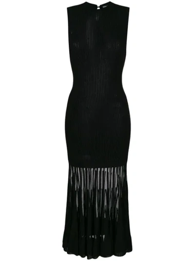 Alexander Mcqueen Sheer Panel Sleeveless Dress In Black