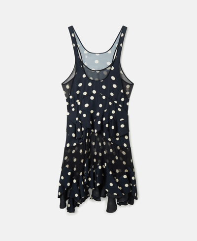 Stella Mccartney Sheer Polka Dot Print Ruffle Midi Dress In Black With Cream