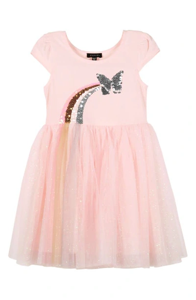 Zunie Kids' Sequin Tulle Dress In Blush/ Multi