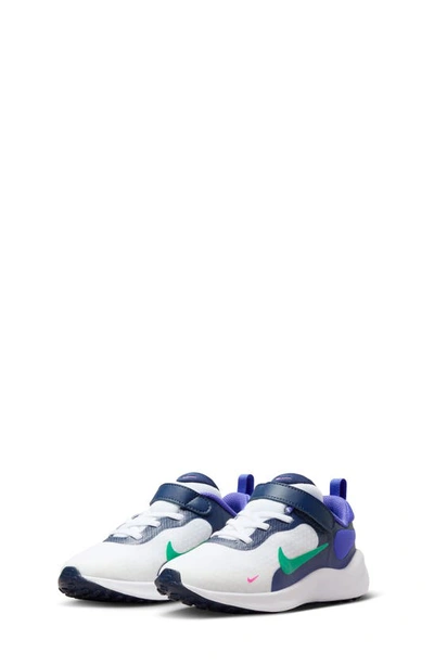 Nike Kids' Revolution 7 Sneaker In White/ Green/ Persian Violet