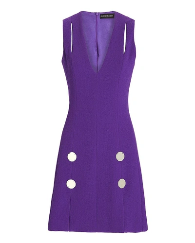 David Koma Cutout Wool-blend Mini Dress In Purple