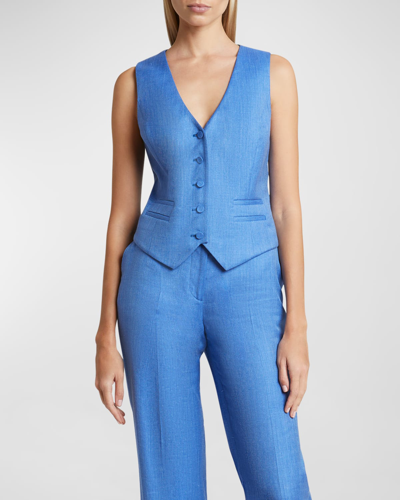 Gabriela Hearst Coleridge Tailored Vest In Sky Blue