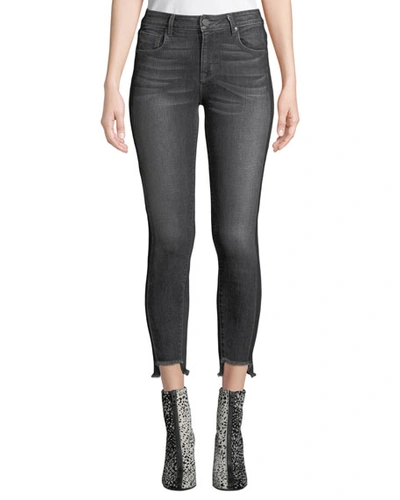 Parker Smith Twisted-seam Cropped Skinny Jeans With Raw-edge Step-hem In Blue