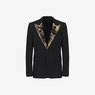 Alexander Mcqueen Embroidered Single-breasted Jacket In Black