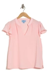 Cece Flutter Sleeve V-neck Top In Rose Pearl