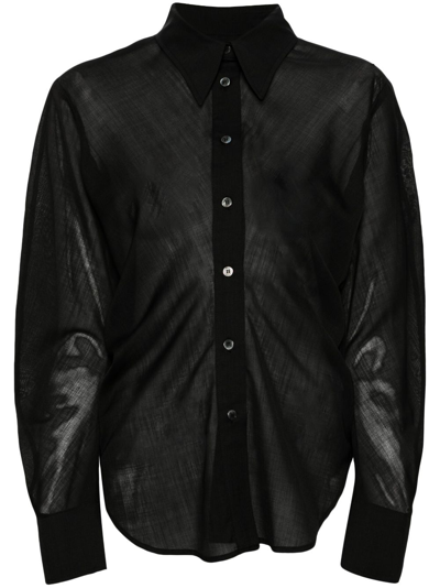 Lvir Semi-sheer Wool Blend Shirt In Black