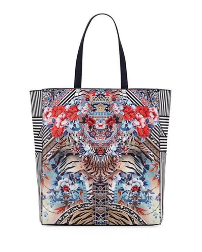 Camilla Mixed-print Beach Tote Bag In The Lonely Wild